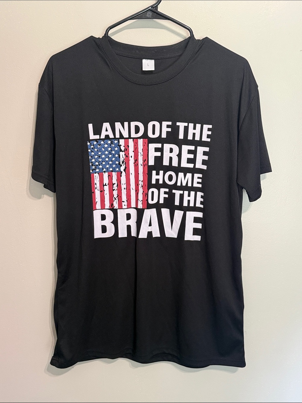 Mens Black 'Land of the Free' Graphic Tee